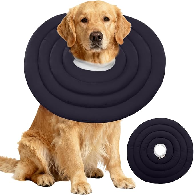 IDOMIK Dog Recovery Collar, Waterproof Soft Dog Cone After Surgery, Comfy Protective Elizabethan Collar Alternative for Dogs Cats, Adjustable Pet Neck Donut Cone Anti-Licking Biting Wounds,Grey,3XL
