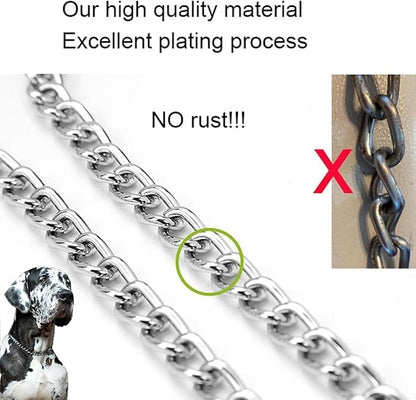 Dog Choke Collar Slip P Chain,Heavy Duty Metal Training Choker Martingale Collars, Adjustable Weather Proof Alloy Steel Chains for Small Medium Large Dogs(Silver,XL)