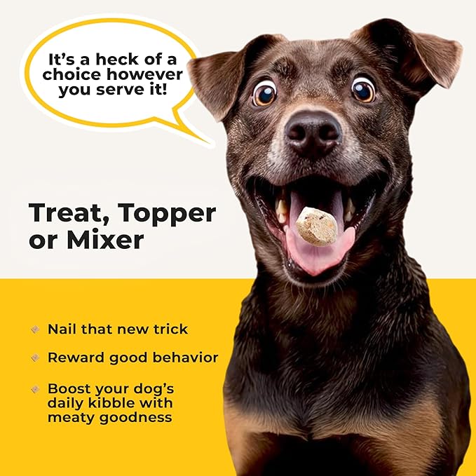 Barkin’ Good Beef - Freeze Dried Raw Dog Treats, Human Grade Beef Heart and Liver for Training, Meal Topper - High Protein (24g Per Cup) - Training Treats for Dogs, Made in The USA, 4oz Bag