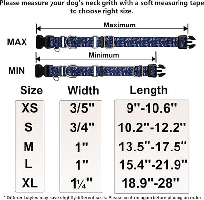 Martingale Collar for Dogs with Buckle Heavy Duty Boy Dog Collar for Medium Dogs, Deep Blue Shark
