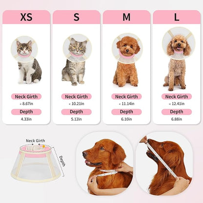 Soft Dog Cone Collar to Stop Licking-Adjustable Comfortable Mesh Recovery Collars After Surgery for Small or Miniature Dogs, Alternative to Plastic Elizabethan Collar for Neuter Incision Care (Pink,L)