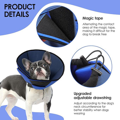 Soft Dog Cone for Large Dogs, Cone for Dogs to Stop Licking, Breathable Pet Surgery Collar Cone for Extra-Large Pets, Blue XL