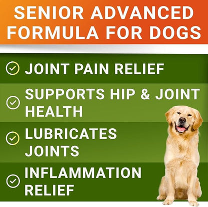 Senior Advanced Glucosamine Chondroitin Joint Supplement for Dogs - Hip & Joint Pain Relief Pills - Large & Small Breed - Hip Joint Chews Canine Joint Health - Chews Older Dogs - Bacon Flavor - 360Ct