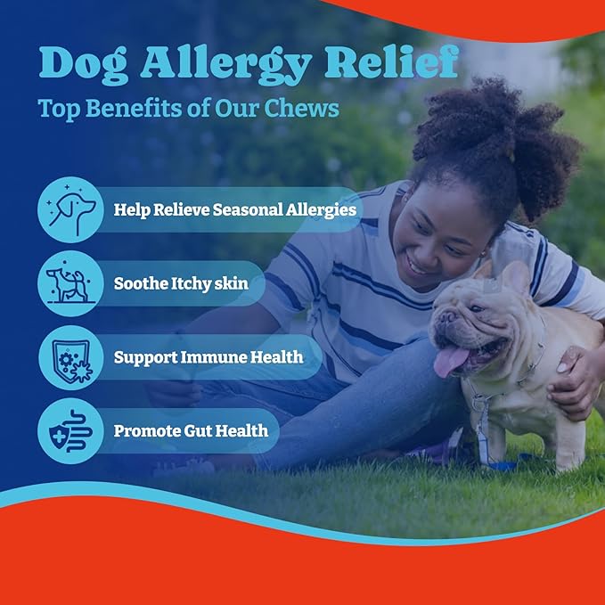 Dog Allergy Relief Chews – 180 Soft Chews, Turkey & Pumpkin Flavor - Immune Support & Itch Relief with Colostrum, Astragalus Root, 6-Strain Gut Health Blend