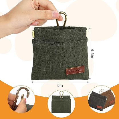 VZZNN 2PC Dog Treat Pouch,Dog Training Treat Reward Bag,Portable Puppy Hand Free Dog Walking Bag,Auto Closing Dog Food Dispenser,Behavior Aids for Puppy Travel or Outdoor(Grey+Khaki)