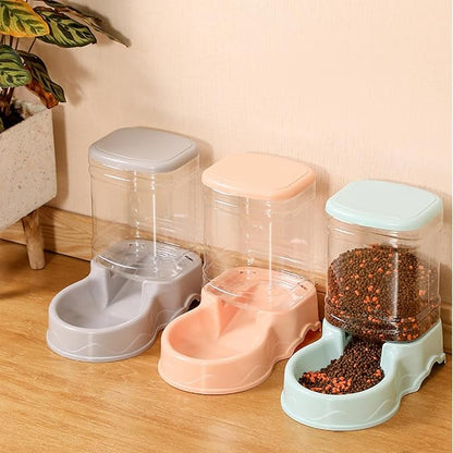 muhm Pet Automatic Feeder Cat Drinking Bowl Cat Bowl Large Capacity Dog Bowl 3.8L Combo Food Storage Bucket Pet Supplies Grey Automatic Feeder
