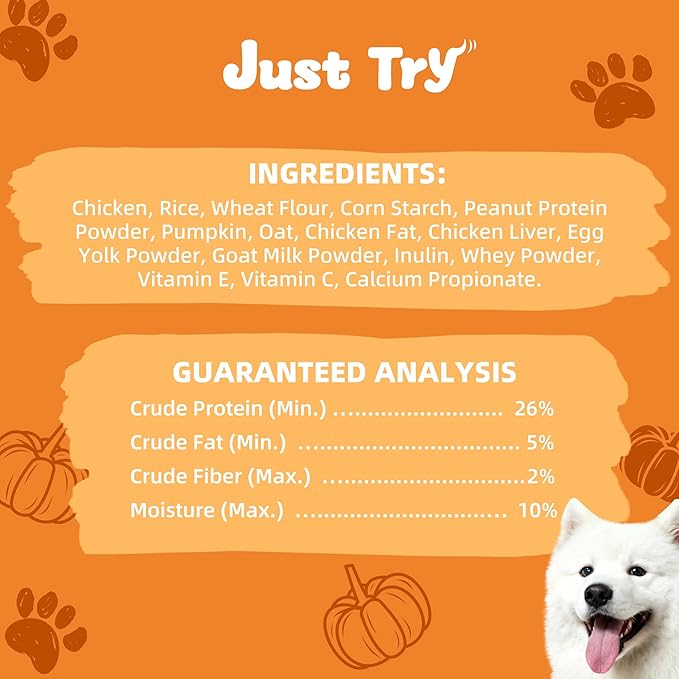 Just Try 40 OZ Pumpkin Dog Treats Biscuits Digestive Support Gut Health Training Treats Healthy Dog Treats
