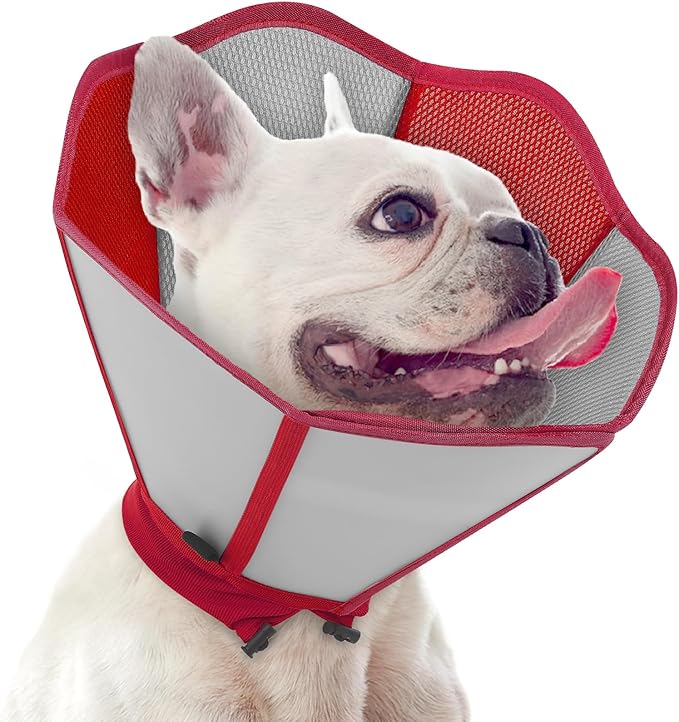 Cone for Dogs to Stop Licking - Soft Dog Cone with Double-Layer Design, Small Dog Cones Collar Alternative, Adjustable Pet Recovery Collar for Dogs After Surgery, Red S