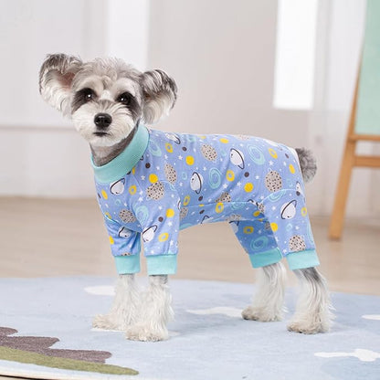Dog Recovery Suit for Surgery Small Medium Dogs Onesie, Cute Soft Dog Pajamas Bodysuit Cone Alternative Prevent Licking Recovery Suit Female Male (Planet, X-Large)
