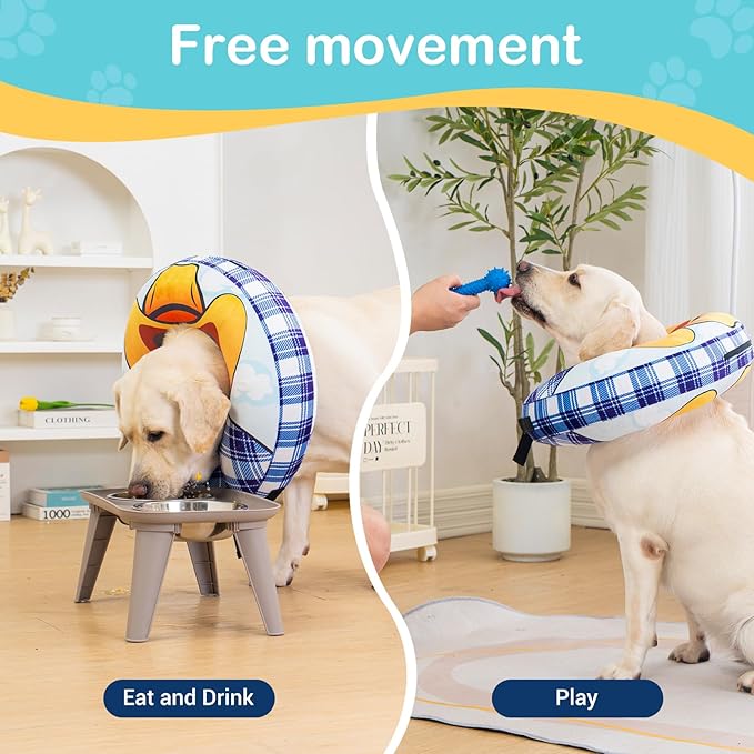 Avont Inflatable Dog Cone After Surgery, Soft Donut Collar to Stop Licking, E Collar Alternative for Small Medium Large Dogs - Cowboy(M)