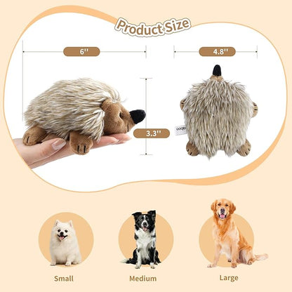 Pawaboo Plush Dog Toy, [2PACK] Non-Toxic Super Soft Faux-Fur Hedgehog Dog Toy Stuffed Biting Training Playing Toys for Dog Puppy, Brown