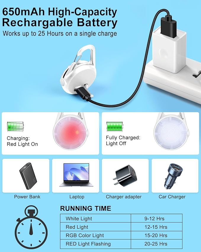 2 Pack Dog Collar Light, 4 Modes Clip On Dog Lights for Night Walking, Glow in the Dark LED Pet Collar Charm, Rechargeable Pet Camping Essentials for Nighttime Running, Cycling, Hiking(White)