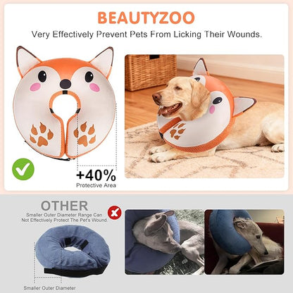 BEAUTYZOO Inflatable Dog Cone Collar Alternative After Surgery, Soft Donut Recovery E-Collar for Large & XL Dogs Girls Boys, Adjustable Pet Neck Cone to Stop Licking Wounds, XL