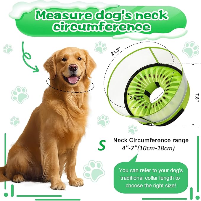 Inflatable Dog Cone Collar with Detachable Enhanced Anti-Licking Shield, Soft Neck Donut Collar for Dogs After Surgery, Adjustable Dog Cone Alternative for Large Medium Small Dogs & Cats