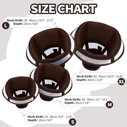 Allroaring Dog Cones for Large Dogs, Soft Dog Cone to Stop Licking After Suergery, Comfy Pet Recovery Collars & Cones for Hot Spots Wound Healing, Comfy Elizabethan Collar Brown L