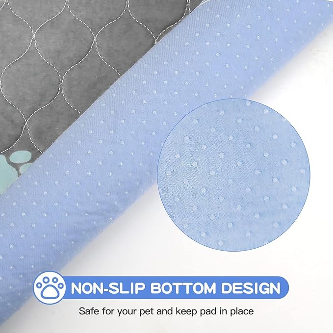 Aitmexcn Washable Puppy Dog Pee Pad, 2PCS 100% Waterproof Whelping Training Mat for Puppy/Senior Dog, Fast Drying Reusable Puppy Pads for Indoor, Outdoor and Car Travel- 72x72'' Llight Gray
