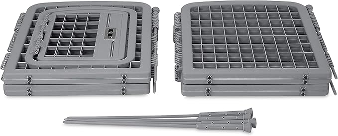 Amazon Basics 8-Panel Octagonal Plastic Dog Playpen, Indoor/Outdoor Pet Fence with Gate, Exercise Pen for Puppies and Small Animals, 28 inches, Grey