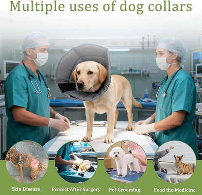 Soft Cone for Dogs to Stop Licking,Dog Cones for Small Medium Large Pets After Surgery Recovery Collar Elizabethan Collars Comfy Fabric Elizabeth Prevent Dog Licking Alternative(Grey, M)