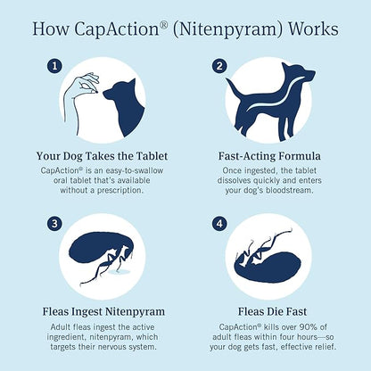 PetArmor CAPACTION (nitenpyram) Oral Flea Treatment for Dogs, Fast Acting Tablets Start Killing Fleas in 30 Minutes, Dogs Over 25 lbs, 6 Doses (Pack of 1) (Packaging May Vary)