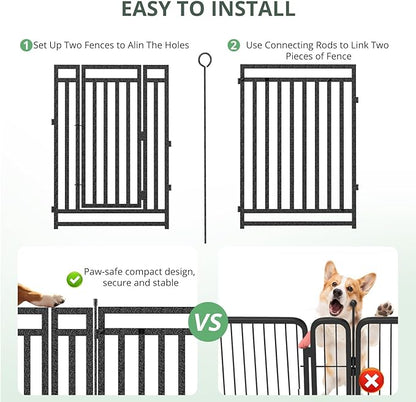 Dog Fence Outdoor Indoor, 40" Inch Height 40 Panels Dog Playpen for Large/Medium/Small Dogs Metal Dog Pen for Yard Camping and RV | Black-Silver