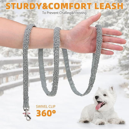 KOOLTAIL Plush Small Dog Harness and Leash Set, Warm Fleece No Pull Puppy Vest for Winter, Lightweight Reflective Step in Pet Harness for Medium Sized Dogs Boy Girl Outdoor Walking Cute Soft, Gray S