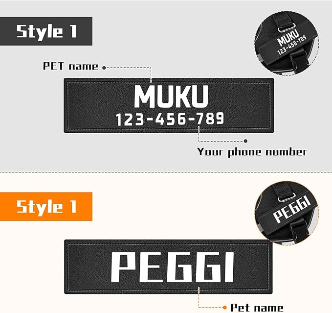 MUMUPET Custom Dog Harness Vest with 2 Personalized Name & Phone Patches, No Pull Reflective Adjustable with Handle, Soft Breathable Padding for Small Dogs (Black, S)