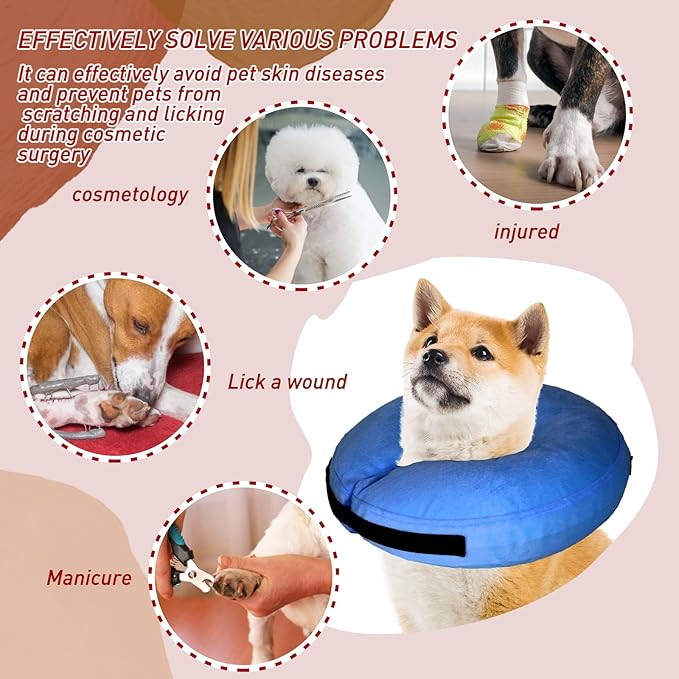 Inflatable Dog Cone Collar-Soft Protective Cone for Dogs After Surgery,Dog Donut Collar for Large Medium Small Dogs and Cats (Blue,X-Large)