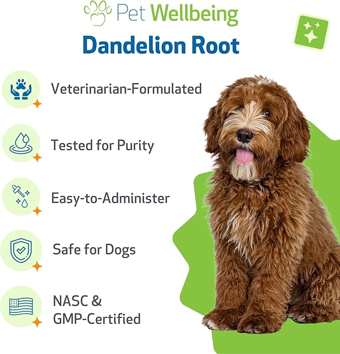 Pet Wellbeing Dandelion Root for Dogs - Liver & Heart Health, Digestive Function, Blood Sugar Support, Certified Organic - Veterinarian-Formulated Herbal Supplement 4 oz (118 ml)