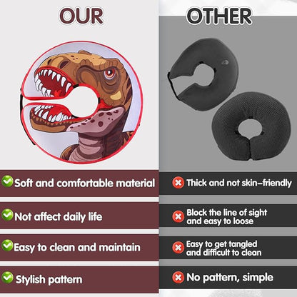 EXPAWLORER Large Widen Soft Dog Cone Collar - Inflatable Dog Neck Donut Collar Alternative After Surgery to Stop Licking,Adjustable Protective Recovery E Collar(Dinosaur)