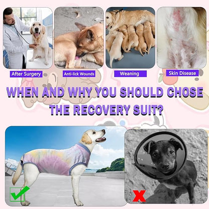 Dog Surgery Recovery Suit, Surgical Recovery Suit for Dog Male Neuter, Female Spay Shirt, Cone Alternative Pet Surgical Onesie Post Surgery Bodysuit, Tie-dye Light Blue, X-Large