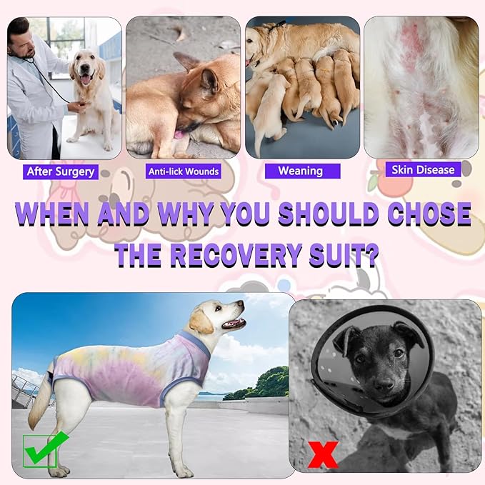 Dog Surgery Recovery Suit, Surgical Recovery Suit for Dog Male Neuter, Female Spay Shirt, Cone Alternative Pet Surgical Onesie Post Surgery Bodysuit, Tie-dye Light Blue, XX-Large