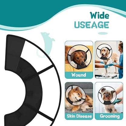 Dog Cone Collar After Surgery to Stop Licking, with Soft Waterproof Liner, Transparent PVC, for Large Medium Dogs, Elizabeth Neck Recovery Collar ALtermative(2XL)