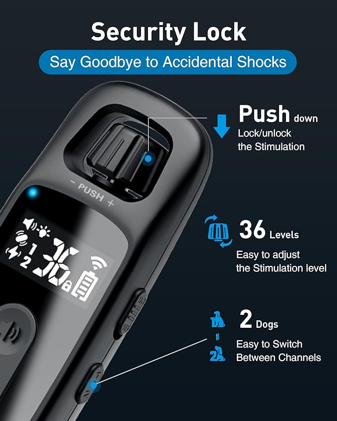 ABBIDOT Shock Collar for Dogs, 3300 FT Dog Training Collar with Remote, IPX7 Waterproof with 4 Training Modes, Rechargeable E-Collar for Small Medium Large Dogs (15-120 lbs)