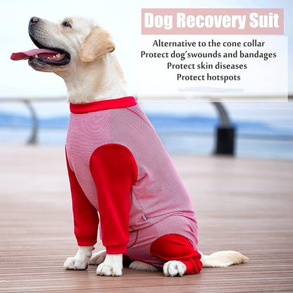 Yeapeeto Dog Onesie Surgery Recovery Suit for Large Medium Bodysuit Dogs Pajamas PJS Full Body for Shedding, Prevent Licking, Wound Protection, Cone Alternative (6XL, Red)