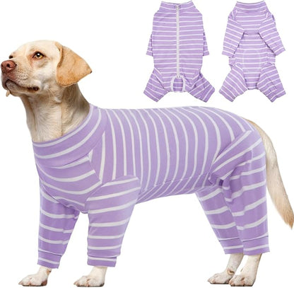 Kuoser Recovery Suit for Large Dogs After Surgery, Long Sleeve Dog Surgery Recovery Suit, Dog Onesie for Abdominal Wounds Skin Disease, Purple XXL