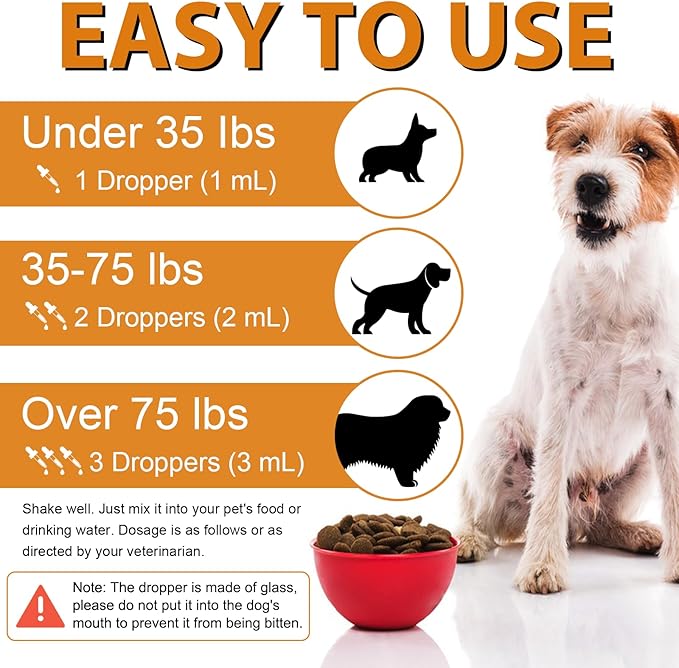 Quercetin for Dogs, Dog Quercetin Liquid Drops, Dog Herbal Supplement Support Allergy Relief, Cellular Health, Immune Boost, Antioxidant 60 ml-2pcs