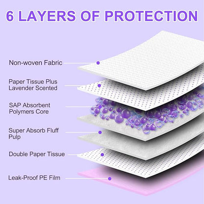 Boscute Lavender Scented Thicken 6 Layers Heavy Absorbent 30"x36" Pet Training Dog Pee Pads, Extra Large Polymer Leak-Proof Quick Dry Puppy Pee Pads, Disposable Pee Pads for Dogs Cats Rabbit 100Counts