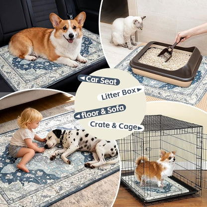 Washable Pee Pads for Dogs 2 Pack Reusable Puppy Training Pads 48"x48" Super Absorbent Waterproof Dog Training Pads, Non-Slip Potty Pads Whelping Pads Litter Mat Pet Supplies - Navy/Mix