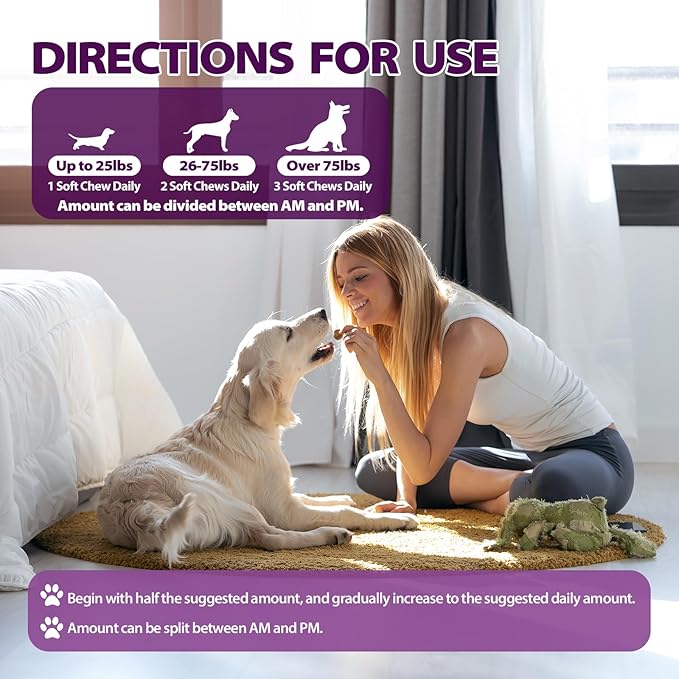 Dog Allergy Chews for Itchy Skin and Seasonal Allergies, Dog Allergy and Itching Skin Relief with Probiotics and Turmeric, Allergy Paw Relief and Dogs Coat Immune -50ct