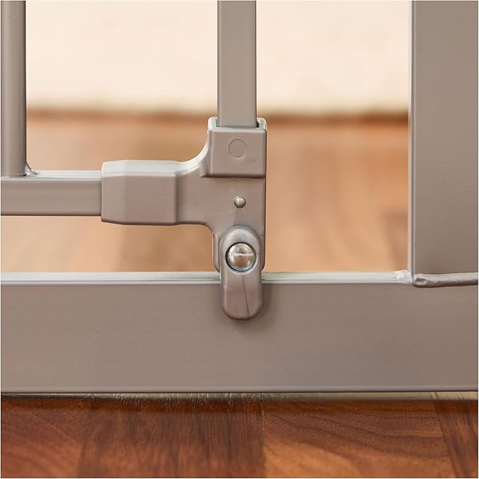 Regalo Safety 29-49" Easy Step Extra Wide Baby Gate for Doorways & Bottom of Stairs, Pressure Mounted Safety Gate with Door for Babies, Toddlers & Pets, Platinum