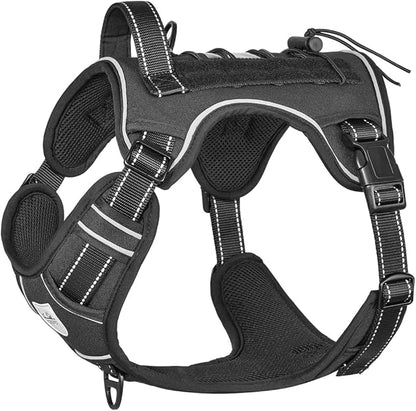 CBBPET Tactical Dog Harness for Small Medium Large Dogs No Pull Adjustable Harness Training Easy Control Pet Vest,Reflective Working Training (Black M(Neck:17-26,Chest:24-36))