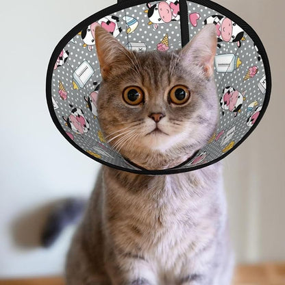 Lightweight Dog Recovery Collar Cartoon Cow Character, Soft Dog Cone Alternative After Surgery, Breathable Elizabethan Collar for Large Medium Small Dogs, Prevent Licking