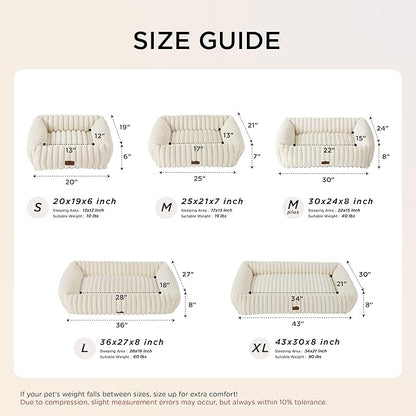 Bedsure ComfyFleece™ Cute Dog Beds Large Sized Dog - Washable Furry Pet Beds, Rectangle Orthopedic Corduroy Fleece Puppy Beds with Removable Zipper Cover, 30x24x8 inches,Night Blue