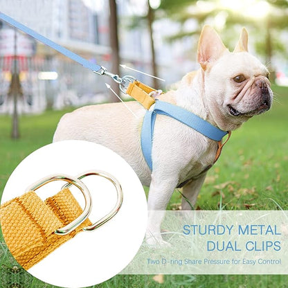 No Pull Dog Harness and Leash Set, Step in Dog Halter Harness with Poop Bag Holder, Adjustable Lightweight Cotton Straps Suitable for Small Medium Large Dogs Outdoor Walking Running Hiking