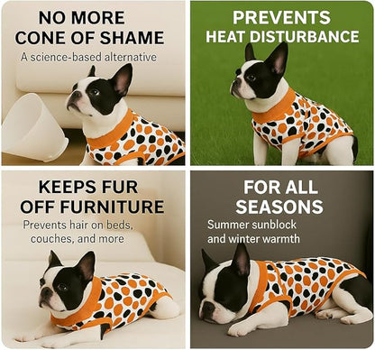 PetWarm Dog Surgical Recovery Suit, Recovery Suit for Female Male Dogs, Dog Onesie After Surgey Spay Neuter Professional Pet Abdominal Wounds Bandages, Leopard Pattern, Orange, S
