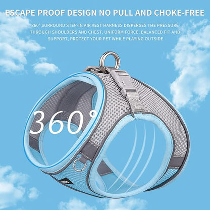 AIITLE Easy Walk Dog Harness and Leash Set - Pet Supply No Pull, Step in Adjustable Dog Harness with Padded Vest, Dog Harness No Choke Over, Easy to Put on Medium Dogs Blue L