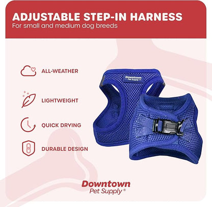 Downtown Pet Supply Step in Dog Harness for Small Dogs No Pull, X-Small, Blue - Adjustable Harness with Padded Mesh Fabric and Reflective Trim - Buckle Strap Harness for Dogs