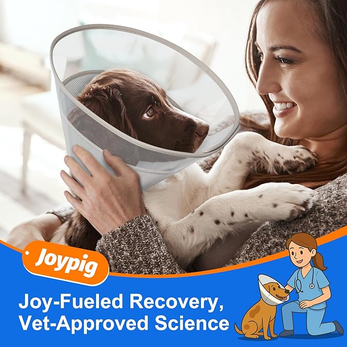 Dog Cone Collar with Soft Liner to Stop Licking, Elizabeth Recovery Collar After Surgery for Large Medium Dogs, Comfortable Pet Head Cone Alternative for Neutering Spay Injury (L)
