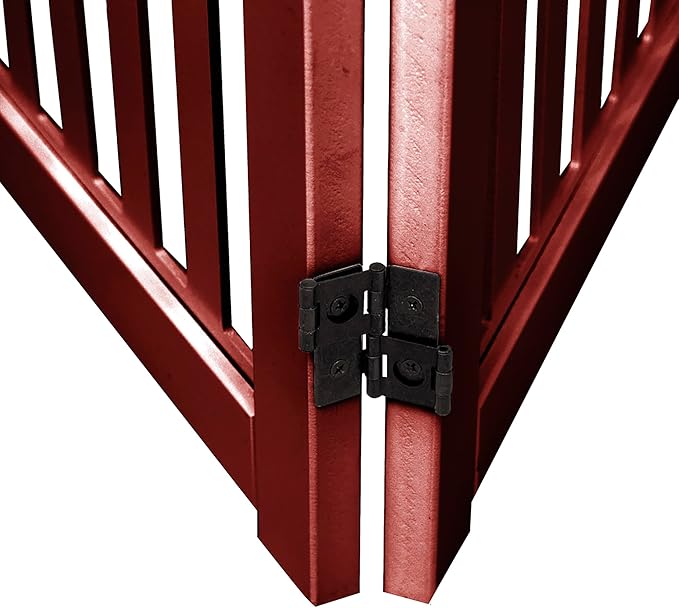 4 Panel Dog Gate - Mahogany - Foldable Wooden Freestanding Pet Gate, 80" L x 23.6" H, for Doorways, Halls & Stairs, 360 Degree Rotated Hinges