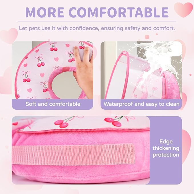 Inflatable Recovery Dog Cone Collar for Large Medium Dogs After Surgery, Soft Dog Donut Collar Adjustable Recovery Bone for Pets, Prevent from Biting & Scratching (Pink, XL)